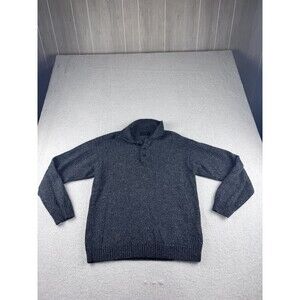 YANA Alpaka Men's Shawl Collar Sweater Dark Gray Heathered Knit Size M/L